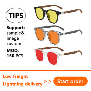 Material TR90, gafas de ordenador, gafas de bloqueo de luz azul para hombres y mujeres, montura negra, templo de madera, lente amarilla, naranja y roja - Product Image 2