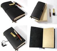 Vente en gros Design intelligent rechargeable avec 3 paquets de papier différents Porte-papier kraft Porte-stylo métallique Clip Journal en cuir