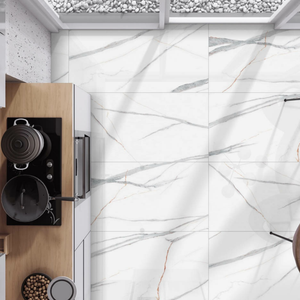 Azulejo de suelo de mármol, azulejo de porcelana de pared y suelo de baño moderno con superficie brillante utilizado para salón, 600x1200mm, color blanco - Product Image 4