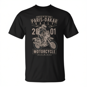 T-shirt unisexe à manches courtes et col rond, Paris Dakar Rally Motorcycle Adventure 2001 - Product Image 3