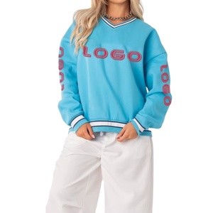 Calidad Premium Unisex 100% algodón grueso GSM sudadera de gran tamaño bordado cuello redondo en blanco hombres sudadera cómoda - Product Image 2