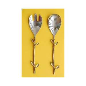 Ensemble de serveurs à salade en acier inoxydable robuste avec poignée design, ustensiles de service durables - Product Image 1