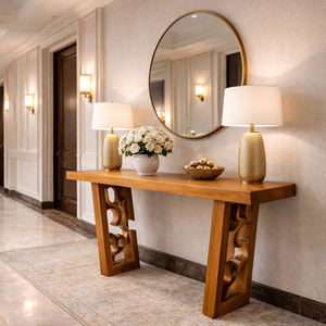 Mesa Consola Moderna de Madera Maciza de Suar o Monkey Pod con Patas Talladas a Mano |   Muebles de Primera Calidad para Sala de Estar, Comedor y Uso en Hoteles - Product Image 5