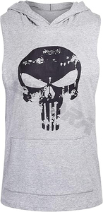 เสื้อแขนกุดมีฮู้ดสำหรับออกกำลังกายในยิมของผู้ชายเสื้อยืดถักแบบสวมหัวสำหรับเพาะกายดีไซน์ปกติ - Product Image 2