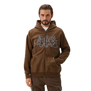 Sweat-shirt à capuche zippé décontracté pour homme, hiver, logo personnalisé, imprimé à l'écran, uni, teint, écologique, 100% coton pour - Product Image 1