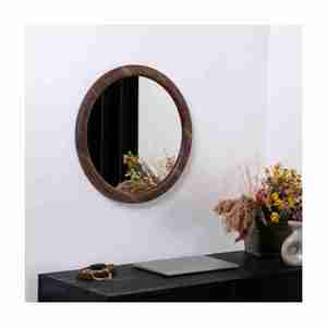 Diseño personalizado y mini espejo interior redondo marco de madera hecho en La India con calidad de exportación - Product Image 5