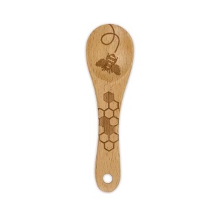 Wood Spatula Spoon Handmade Burned Designer Enamel Flower Design New - Product Image 3