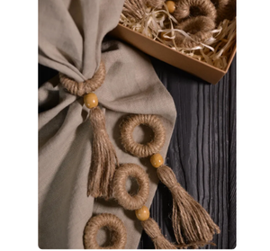Handmade Napkin Rings <b>Set</b> of 8 with Wood <b>Bead</b>, Wedding Table Decor, Rustic Napkin Holder - Product Image 2
