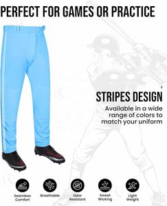 Pantalones de béisbol de longitud completa para jóvenes y adultos con rayas Ajuste relajado Ropa deportiva de fondo abierto Transpirable-para deportes y ejercicio - Product Image 5