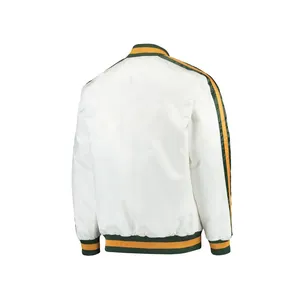 แจ็คเก็ตบอมเบอร์หนัง PU แบบ Letterman สำหรับผู้ชาย คุณภาพสูง บุด้วยขนสัตว์และขนเป็ด พร้อมงานปัก สำหรับใช้งานกลางแจ้งในฤดูหนาว - Product Image 4