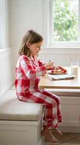 OEM <b>Custom</b> Organic Flannel Plaid Kids <b>Pajama</b> Set <b>Manufacturer</b> 100% Cotton Breathable Soft Long Sleeve Children Sleepwear - Product Image 4