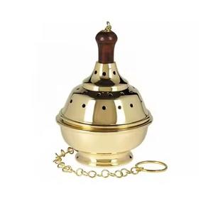 Brûleur d'encens classique en loban noir avec poignée en bois, accessoire artisanal pour la maison - Product Image 2