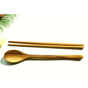 Juego de cubiertos de Acacia ecológicos, herramientas biodegradables para ensaladas para cocina, fiesta, banquete y boda, accesorios de vajilla duraderos - Product Image 4