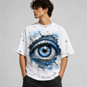 Camiseta Corta Oversize Personalizada con Efecto Desgastado, 100% Algodón, Suave y Transpirable, Corte Holgado, Diseño Gráfico, Unisex, Estilo Moderno para Mayor Comodidad - Product Image 4