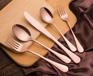 Ensemble de couverts en acier inoxydable de haute qualité alternative ensemble de couverts en métal fini ton cuivre et couverts pour les fêtes d'anniversaire - Product Image 6