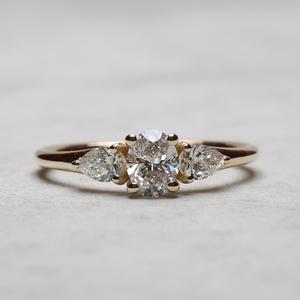 8x6mm Oval Cut White CZ Engagement Ring Three <b>Stone</b> Bridal Jewelry for Women Pear Side Stones Silver Band for Anniversary Gift - Product Image 1