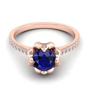 Anillo de Compromiso REYES con Zafiro Azul de Corte Redondo de 1 Quilate, Plata de Ley 925, Certificado GRA, Moissanita - Product Image 5