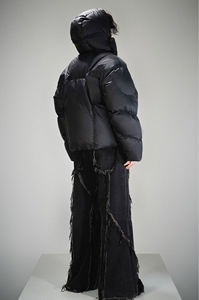 Manteaux d'hiver personnalisés en duvet de canard, avec couvre-visage, noirs, coupe-vent, pour l'extérieur, rembourrés de duvet de canard, matelassés, style puffer - Product Image 6