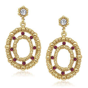 Urthn Boucles d'oreilles pendantes lustre en diamant et perle autrichien plaqué or 18 carats pour les mariages-1304724 - Product Image 1