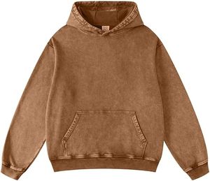 Sudadera con capucha de gran tamaño para hombre de alta calidad del fabricante, 100% algodón pesado con lavado ácido en blanco personalizado para otoño - Product Image 6