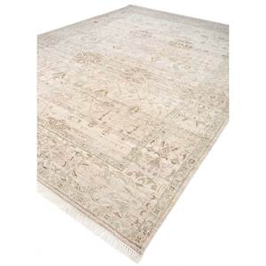 Tapis en laine afghane noué à la main Erbe Ivory Floral, style Tabriz, rectangulaire, pour salon et couloir, pour la décoration de la maison - Lnr-1722 - Product Image 2