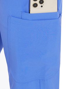 Combinaison de travail pour infirmières en polyester et élasthanne pour femmes, pantalon de jogging extensible avec plusieurs poches, blouse à col montant et manches courtes - Product Image 6