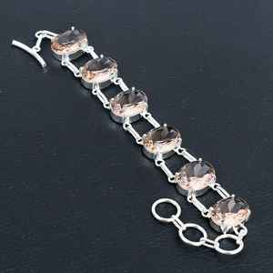 Morganite Charm <b>Bracelet</b> Handmade 925 <b>Sterling</b> <b>Silver</b> Luxury Simple Classic Design Jewelry Elegant Anniversary Gift for <b>Women</b> - Product Image 4
