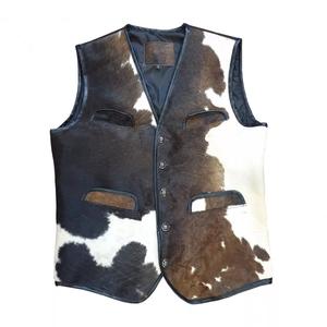 2025 Top qualité hommes vache cheveux cuir gilet sans manches belle conception avec poches latérales peau de vache personnalisé motard gilets - Product Image 5