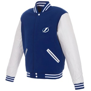 Veste universitaire en laine mélangée personnalisée pour hommes Style baseball classique avec manches en cuir PU OEM/ODM disponible - Product Image 1