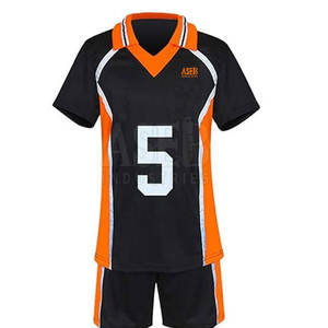 Conjuntos de uniformes de voleibol de poliéster 100% de alta calidad Ropa de equipo personalizable Diseño de gran tamaño MOQ 10 juegos - Product Image 1