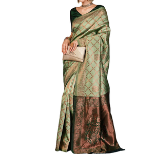 Elegante y Cómodo Saree de Invierno para Mujer, 100% Poliéster/Gasa, Traje Nupcial para Fiestas, Talla Personalizada, Alta Calidad - Product Image 1