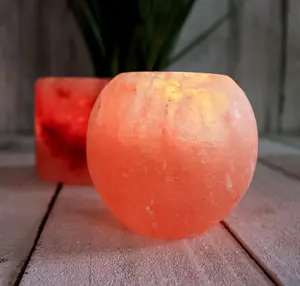 Pink Salt Round Shape Tealight Holders, Pink Salt <b>Light</b> Flower Nautical Decorative, Salt Stone Tealight candle holder <b>circle</b> - Product Image 4