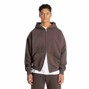 Último diseño de moda Sudadera con capucha unisex Sudadera de talla grande Sudadera con capucha Recortada Suéter con capucha de doble cremallera - Product Image 4