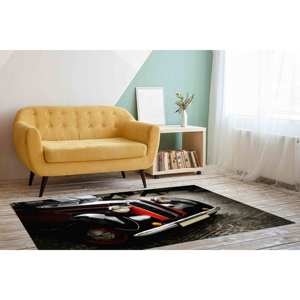 Alfombra de Coche Vintage: Diseño Automotriz Retro, Decoración para Cuarto de Hombre, Alfombra de Chenilla - Product Image 3