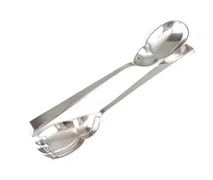 Ensemble de serveur de gâteau en acier inoxydable rustique en métal argenté serveur de salade pour ustensiles de service - Product Image 3