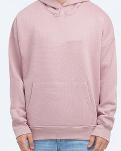 เสื้อฮู้ดดี้ผู้ชายทรงโอเวอร์ไซส์ ผ้าคอตตอน 100% หนานุ่ม สีพื้น ปักโลโก้ตามสั่ง คุณภาพสูง แบบไหล่ตก สำหรับฤดูใบไม้ร่วง - Product Image 5