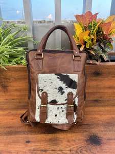 Wholesale High Quality Hair on Cowhide Leather Mini Backpack Western Genuine Leather <b>Rucksack</b> Luxury Casual Backpacks for Unisex - Product Image 2