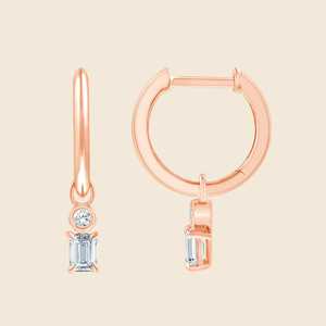 Boucles d'oreilles rondes en diamant doublement serties, pour fête de fiançailles, avec diamants ronds cultivés en laboratoire 0,28 carat F+-VS en or massif 14 carats - Product Image 2