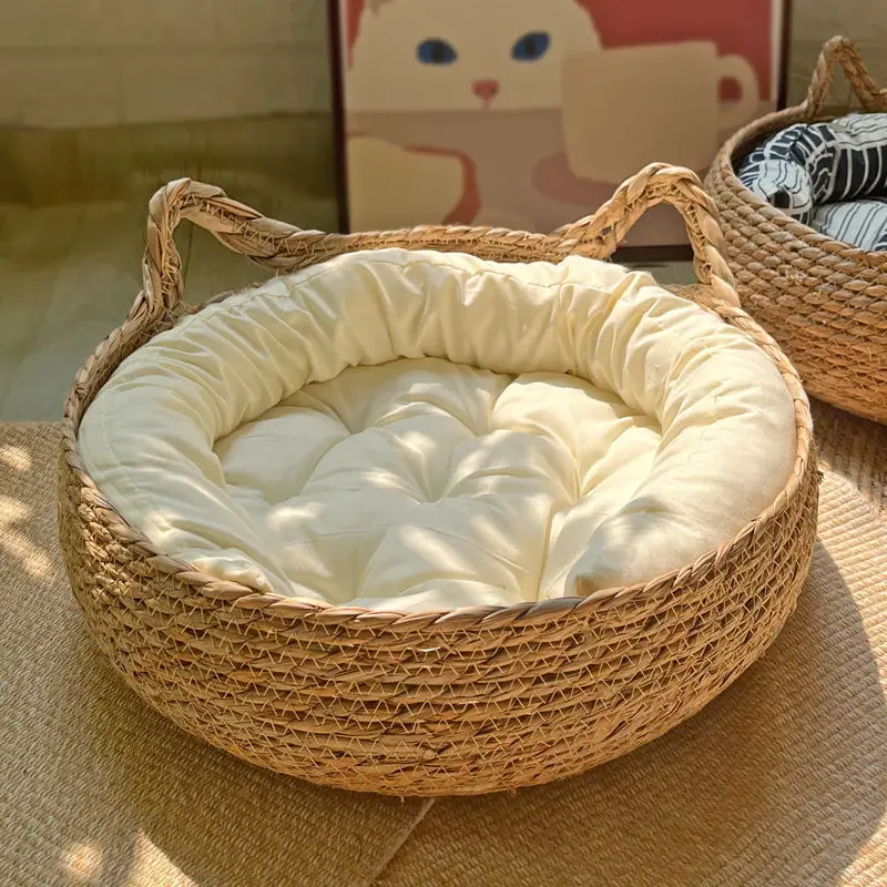 Экологичная круглая бамбуковая кровать для домашних животных со съемной подушкой для хранения домашних игрушек, сделано во Вьетнаме, хорошая цена, большие заказы