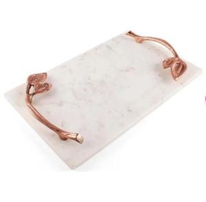 Plateau de service en marbre en métal de conception moderne de luxe de vente chaude pour la maison et le restaurant logo personnalisé - Product Image 4