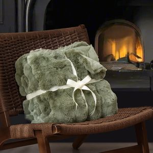 Sang trọng ánh sáng chồn lông cừu hai mặt Fluffy chăn mềm mại và thoải mái cho sự ấm áp và kép Carry-on sử dụng - Product Image 6