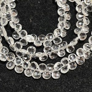 Blanco 7MM cristal facetado cuarzo forma de corazón Briolette cuentas calibradas piedras preciosas para suministros de joyería - Product Image 3