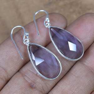 Pendientes de Plata de Ley con Cuarzo Iolita, Piedra de Nacimiento de Diciembre, Gema Natural, Joyería Hecha a Mano, Regalo - Product Image 4