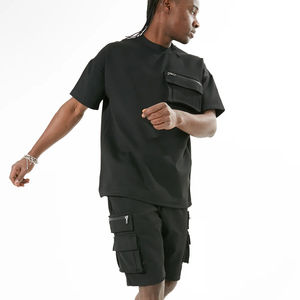 Ensemble de t-shirts à blocs de couleurs personnalisés pour garçons Chemise à manches courtes d'été pour homme Short 2 pièces vêtements sans couture - Product Image 6