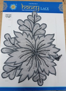 Encaje bordado floral colorido Premium para uso étnico Diseño personalizado Bordado de encaje floral colorido para la fabricación de prendas de vestir - Product Image 3