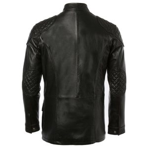 Chaqueta de invierno de cuero puro con cuello levantado de alta calidad Chaqueta de cuero de moto transpirable con MOQ bajo personalizado para hombres - Product Image 5