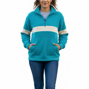 Vente en gros directe d'usine, couleur et taille personnalisées disponibles, sweat-shirt à demi-zip pour femmes, design tendance - Product Image 1