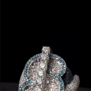 Đá ra baguette và vòng moissanite Vòng rapper bất rắn 925 Sterling bạc vòng hoàn toàn Hip hop vòng - Product Image 2