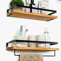 Moderne houten dubbele wandplank, zwevend, extra stevig, voor kruiden, handdoeken, toiletpapier, bloempotten, opbergruimte, badkamer, keuken