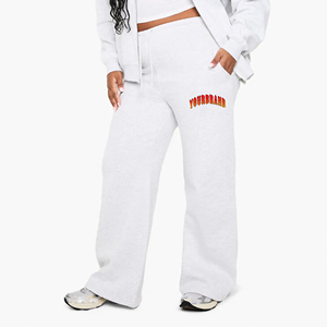 Pantalones de chándal acampanados de algodón 100% hechos a medida para mujer, pantalones de chándal de Hip Hop de pierna recta ancha transpirables de alta calidad, holgados para invierno - Product Image 4